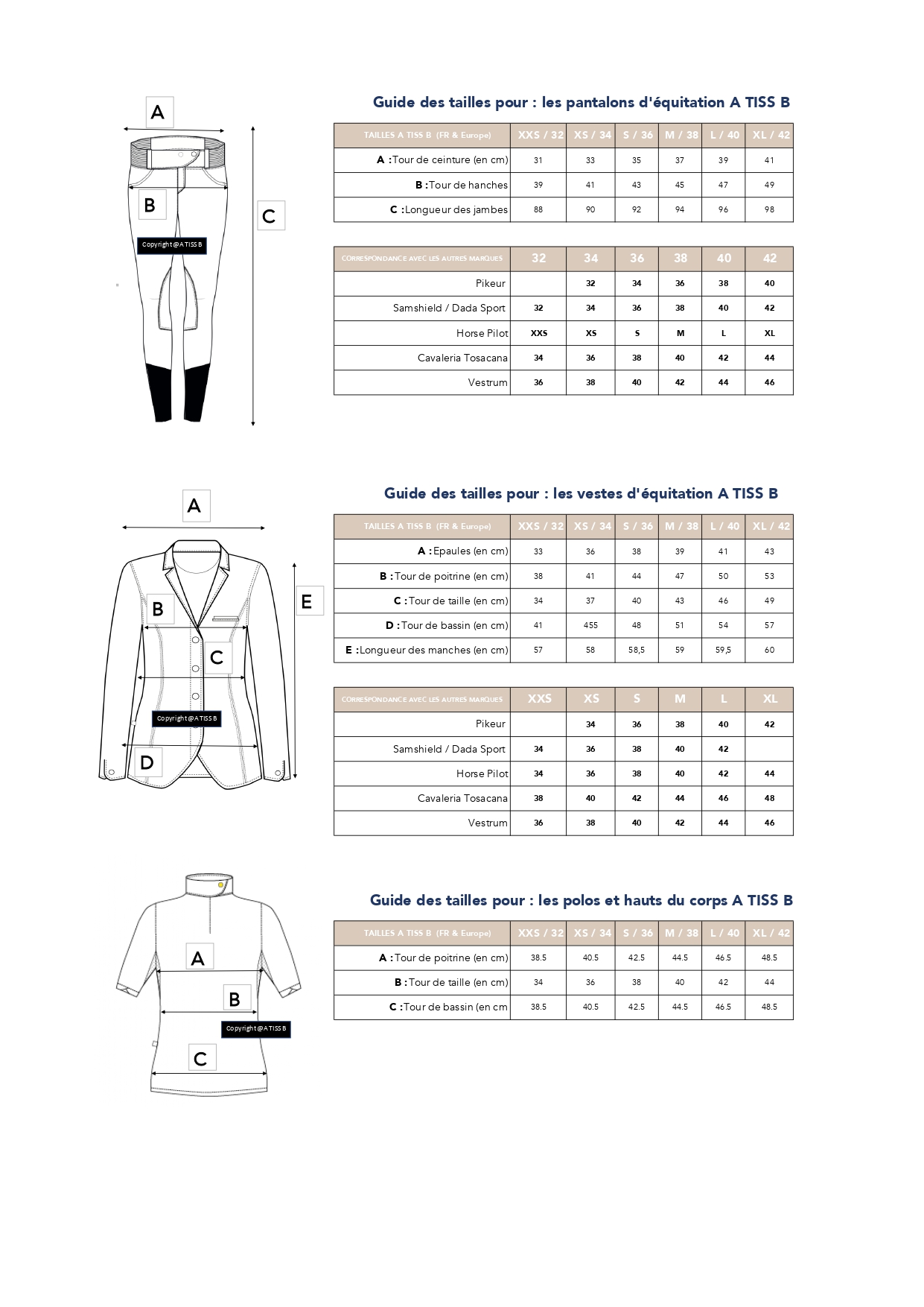 guide des tailles A TISS B